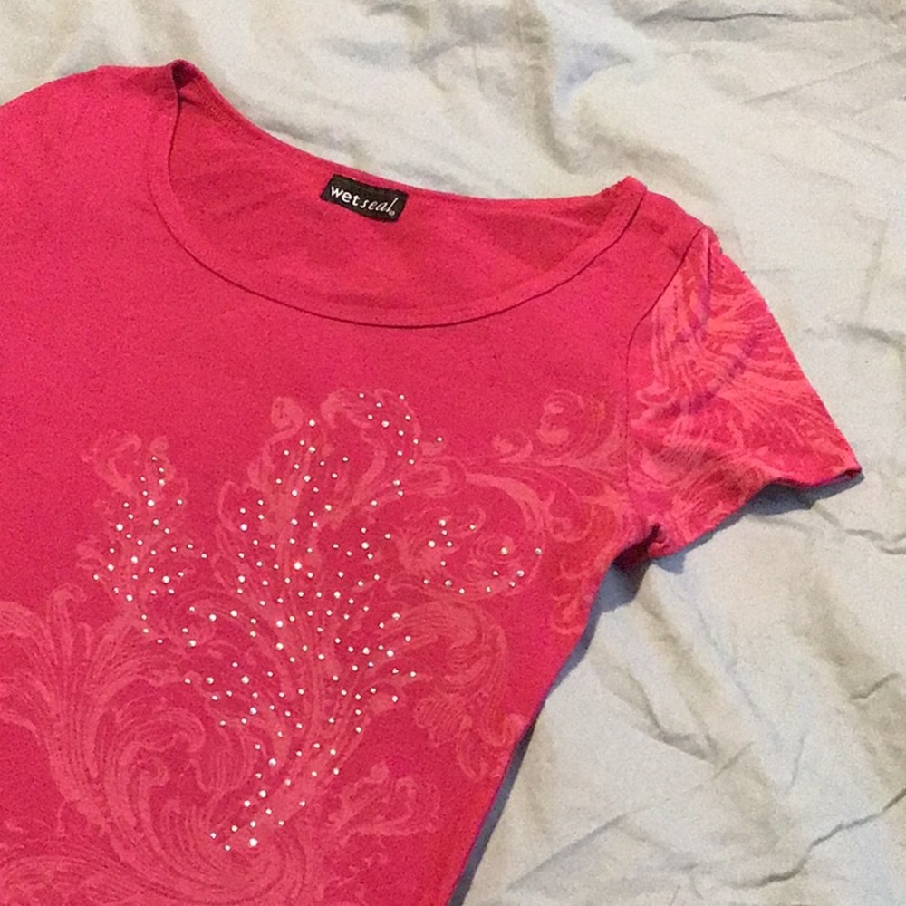 Pink Rhinestone Filigree Top